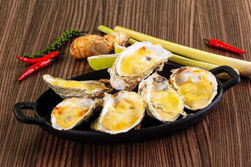 Gourmet baked oysters with cheese