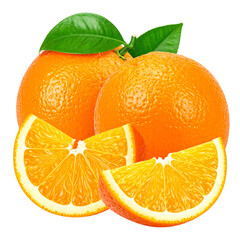 Fresh Orange Fruit with Slice on Transparent Background