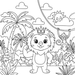 Lion coloring pages, wild animal coloring pages, coloring book