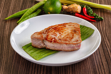 Gourmet fresh roasted tuna steak