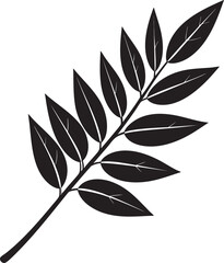 Willow Branch Leaf Silhouette | Black Vector Illustration Design