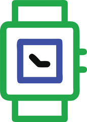 Vector icon of a smartwatch on a transparent background, green outline