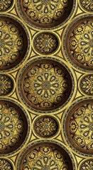 Obraz premium Ornate golden mosaics create intricate abstract artistic pattern design
