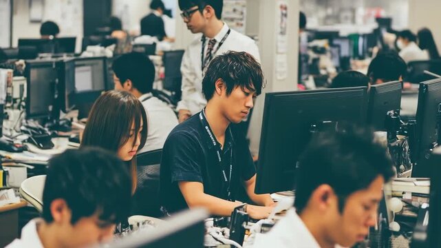 仕事のプレッシャーで頭を抱える若い男性社員