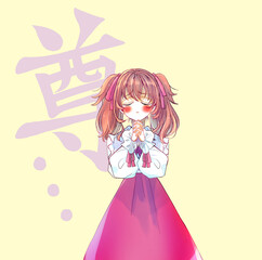 両手を合わせて握りしめるロリータ服の女性　尊い