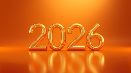 Golden 2026 Numbers on Orange Background