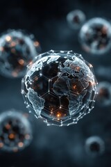 Abstract digital network concept with glowing blue earth themed visuals