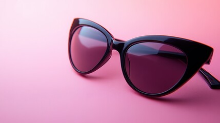 Cat-eye sunglasses in a vibrant pink hue rest against a pastel pink background, showcasing a trendy accessory perfect for enhancing any summer outfit or beach look.
