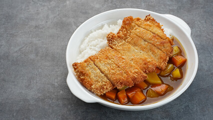Curry rice with cutlet fried chicken katsu, Japanese Food