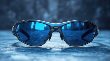 Stylish black sunglasses resting on shimmering blue water at a sunny beach setting, perfectly capturing the spirit of summer leisure