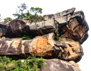 Cliff stone located part of the mountain rock isolated on transparent or white backgrounds