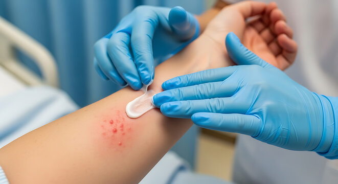Nurse Inserting IV Catheter into Patients Arm in Hospital. - Powered by Adobe