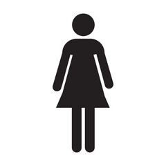 Simple Black Silhouette of a Woman Figure Icon for Gender Identification
