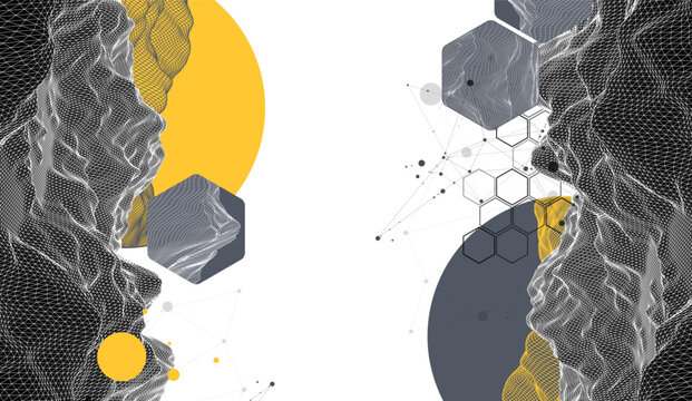 Abstract wireframe background. Modern science or technology art elements. Surface illustration.