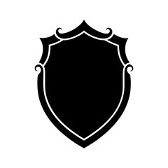 Shield with decorative border silhouette elegant protection emblem clean vector design with white background