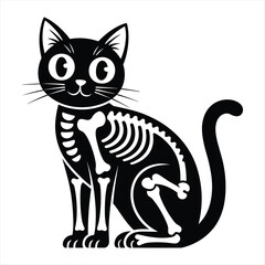 Obraz premium Black cat skeleton silhouette for halloween silhouette