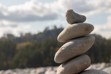 Stacked Stones in Nature