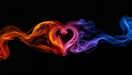 Obraz premium Colorful Heart-Shaped Smoke in Vibrant Fluid Motion Design