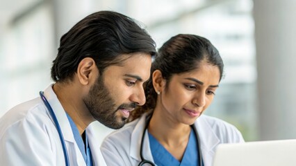 Indian medical professionals reviewing data on computer — highlighting focus, technology, and trust