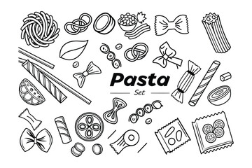 Hand Drawn Pasta Set – Vintage Line Art Illustration