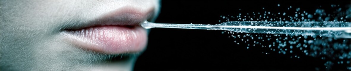 Fototapeta premium Realistic photo of a person giving a saliva sample for DNA genetic test in soft natural light.