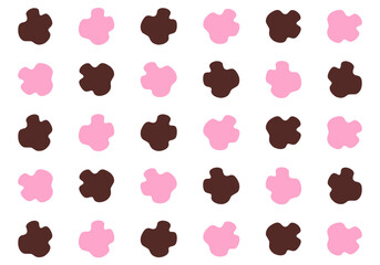 Pink and brown irregular spots seamless pattern abstract background. A seamless pattern of abstract splash or blob shapes in brown and pink. Minimalist seamless pattern.