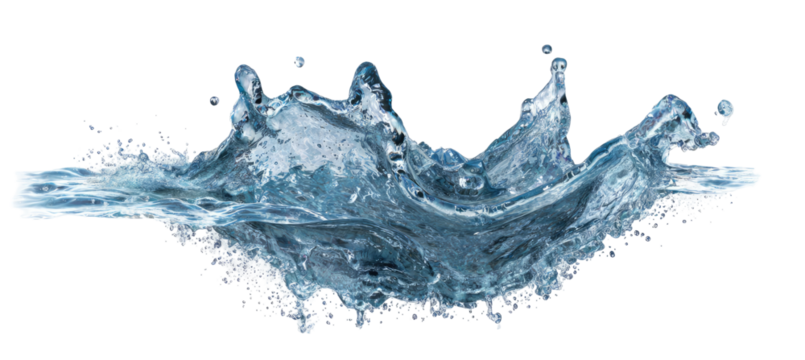 Water splash, a dynamic blue liquid jet
