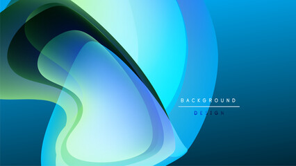 Fototapeta premium Abstract fluid shapes, vibrant blues, greens, black background. Modern design element, smooth gradients, dynamic composition.