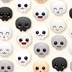 Fototapeta premium Whimsical skeleton skulls seamless pattern for halloween festivities and creative design