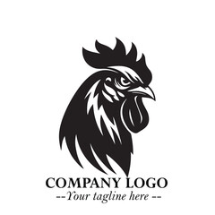 Head of Chicken Logo Symbol Black on White Background in Minimalist Modern Vector Design for Branding