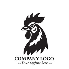 Obraz premium Head of Chicken Logo Symbol Black on White Background in Minimalist Modern Vector Design for Branding