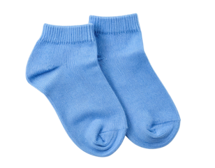 A pair of light blue ankle socks made from soft, stretchy material, showcasing a simple design suitable for casual wear.