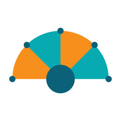 Flat vector infographic showing a semi-circle gauge or dashboard design, ideal for performance metrics, analytics, or business reports.