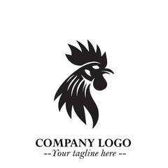 Obraz premium Head of Chicken Logo Symbol Black on White Background in Minimalist Modern Vector Design for Branding