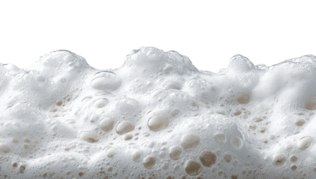 Close-up frothy white foam