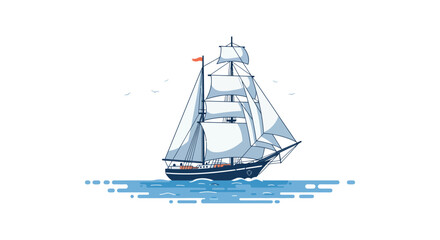 Majestic tall ship sailing on calm blue waters evoking a sense of adventure and exploration