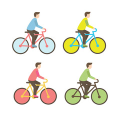 Flat Vector of Man Riding Bicycle &ndash; Simple Illustration