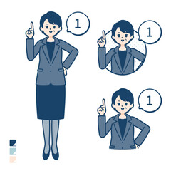 ビジネスミドル女性が1とカウントしているイラスト