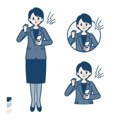 ビジネスミドル女性がスマートフォンを持ち怒っているイラスト