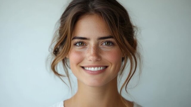 A woman with a happy expression, great for any occasion where a positive attitude is needed