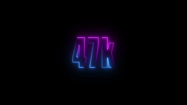 Glowing neon line with 41k Ultra video technology icon isolated on black background. 47K subscribers modern animation banner design. 47k Followers Celebration text animation.4k animation. - Powered by Adobe