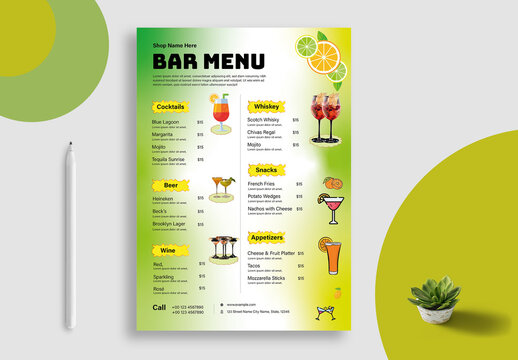 Beverages Bar Menu Template Layout