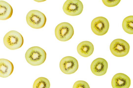 Freshly sliced kiwi fruit isolated on transparent background. Fresh kiwi fruits isolated on white background.