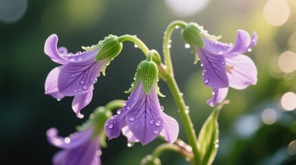 Fresh and dew-kissed, these vibrant purple flowers exude a serene beauty