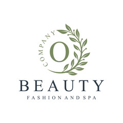 Initial letter o green leaves natural organic logo design for to beauty fashion and spa design graphic