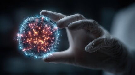 Realistic photo of a scientist analyzing bacteria culture in a petri dish under laboratory light with focus on sample and hands.