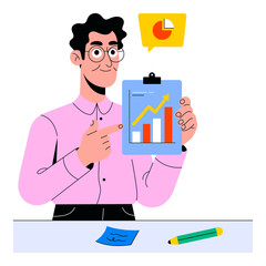 Pointing at Graph PNG file on transparent background