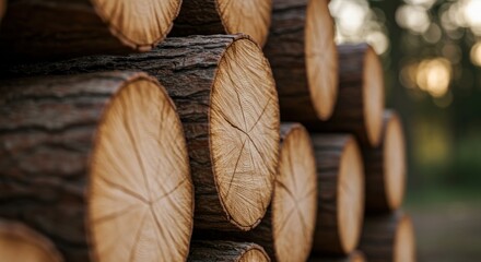 Pile of cut logs with visible wood grain and natural textures