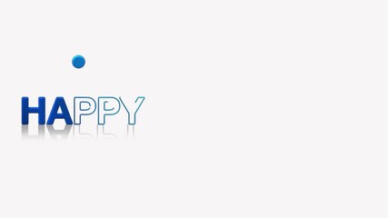 animated jumping or bouncing ball of happy hanukkah text word lettering typography glow neon reveal, Bright letters jump in the inscription theme video,motion seamless loop animation blue gradient - Powered by Adobe