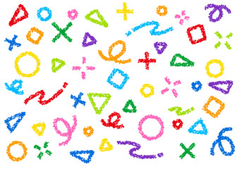 クレヨン素材　幾何学模様のポップな背景